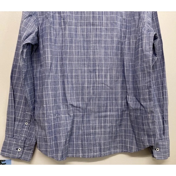 Flag & Anthem Mens Plaid Shirt Button Up Medium White Navy Blue Long Sleeve NWT - Picture 8 of 12